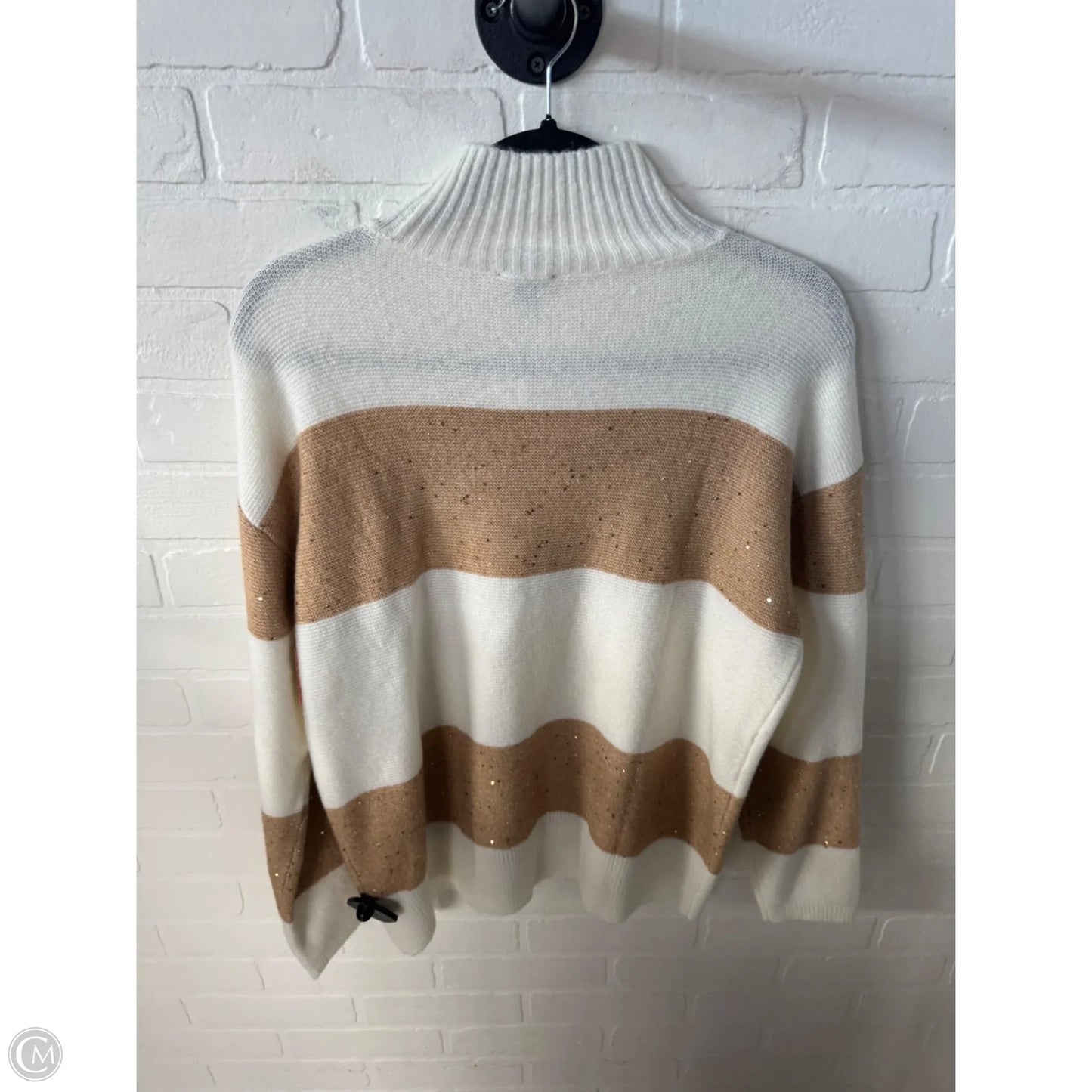 Sweater By Talbots In Tan & White, Size: M