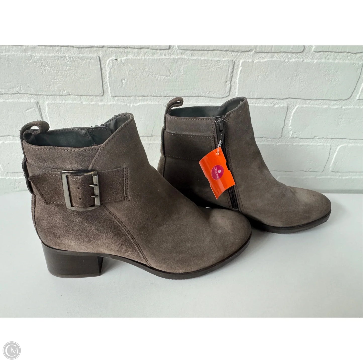 Boots Ankle Heels By Clarks In Brown, Size: 7.5