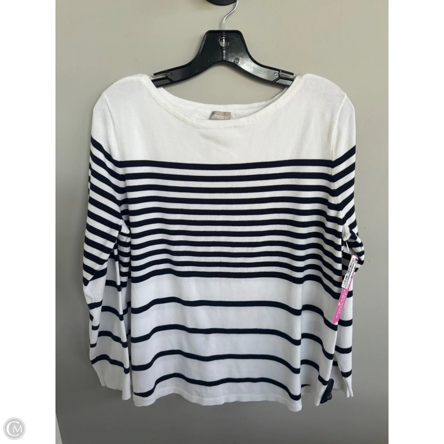 Sweater By Chicos In Blue & White, Size: L