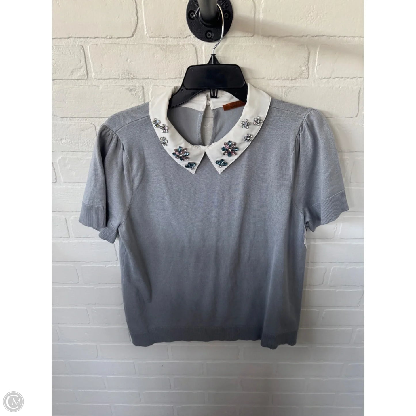 Sweater Short Sleeve By Belldini In Grey & White, Size: L