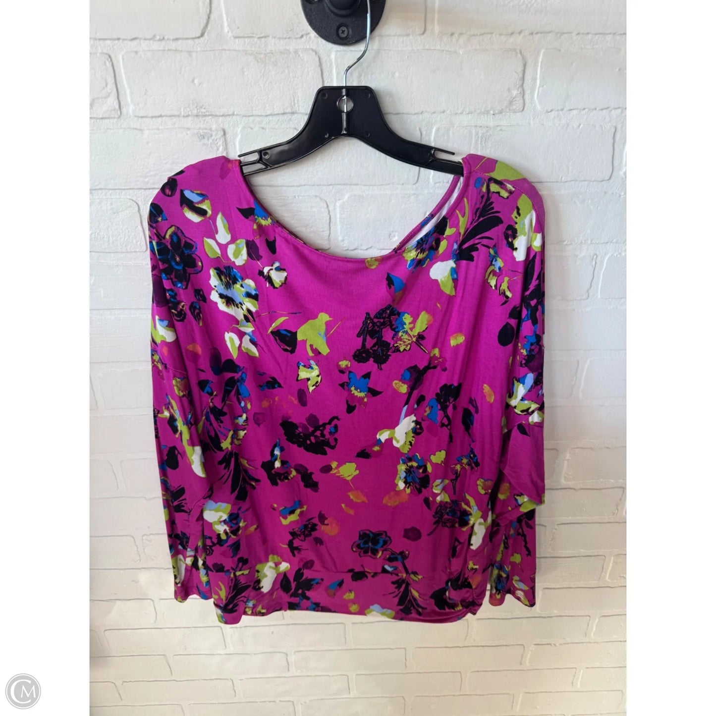 Top Long Sleeve By Inc In Pink & White, Size: L