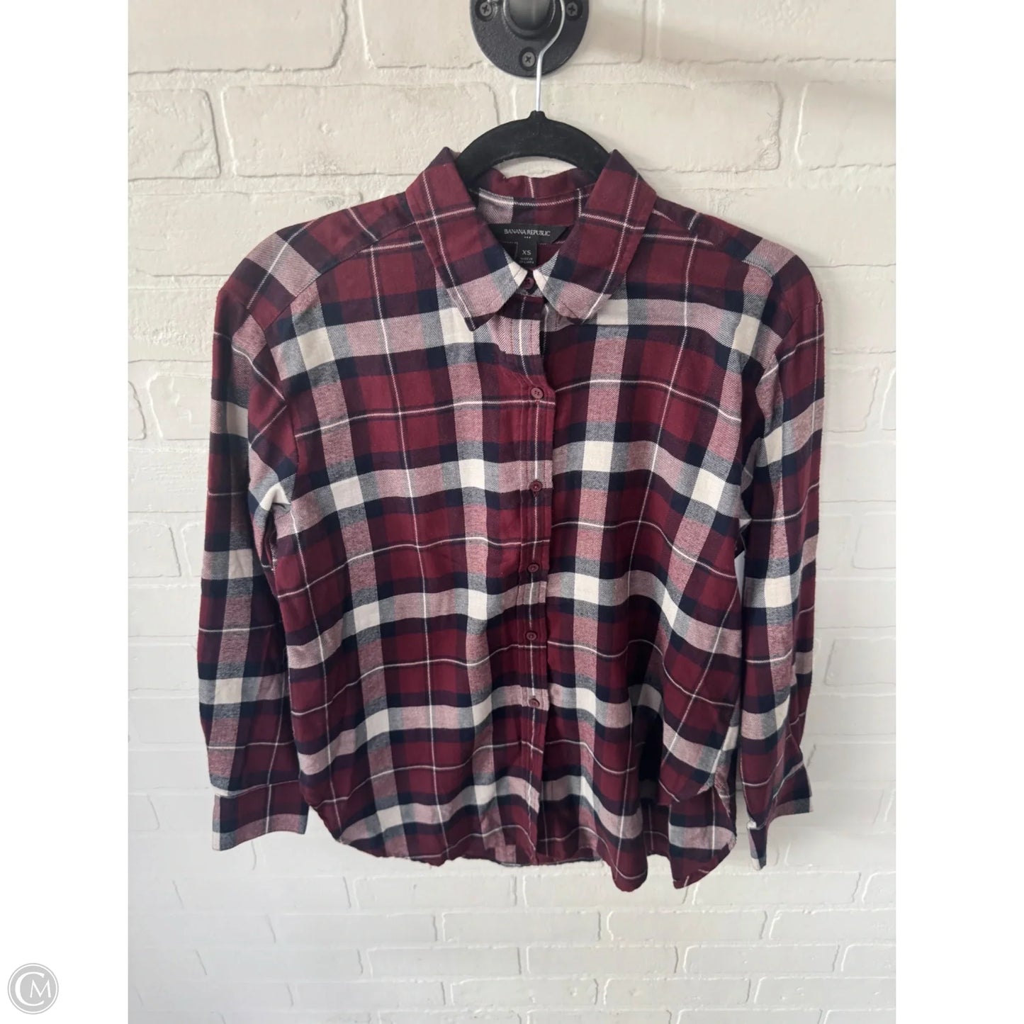 Top Long Sleeve By Banana Republic In Red & White, Size: Xs