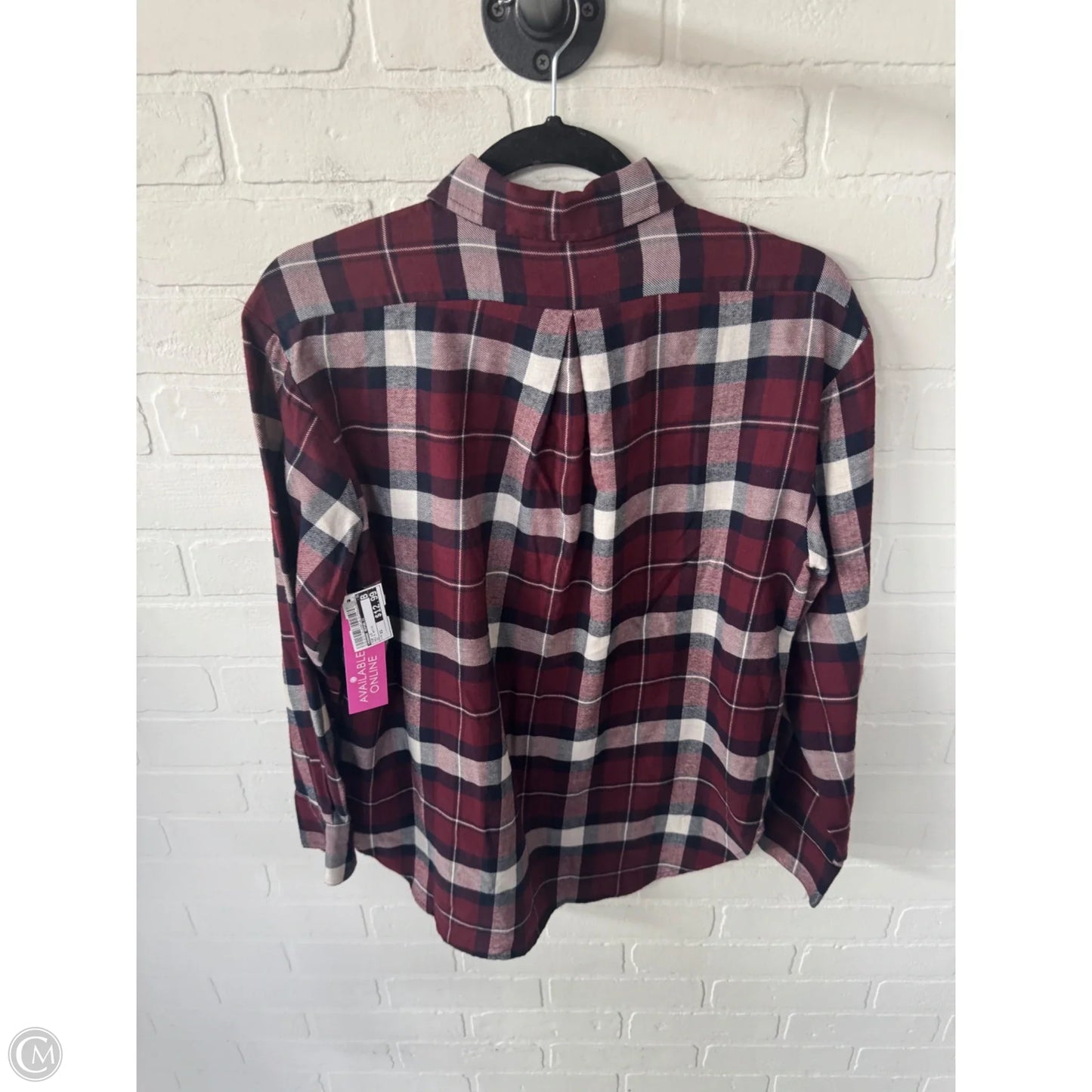 Top Long Sleeve By Banana Republic In Red & White, Size: Xs