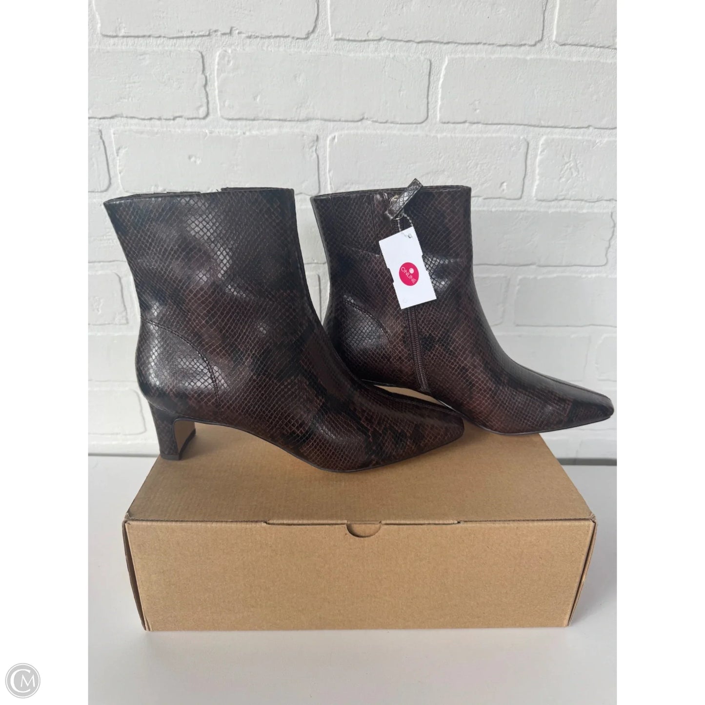 Boots Mid-calf Heels By J. Crew In Snakeskin Print, Size: 7.5