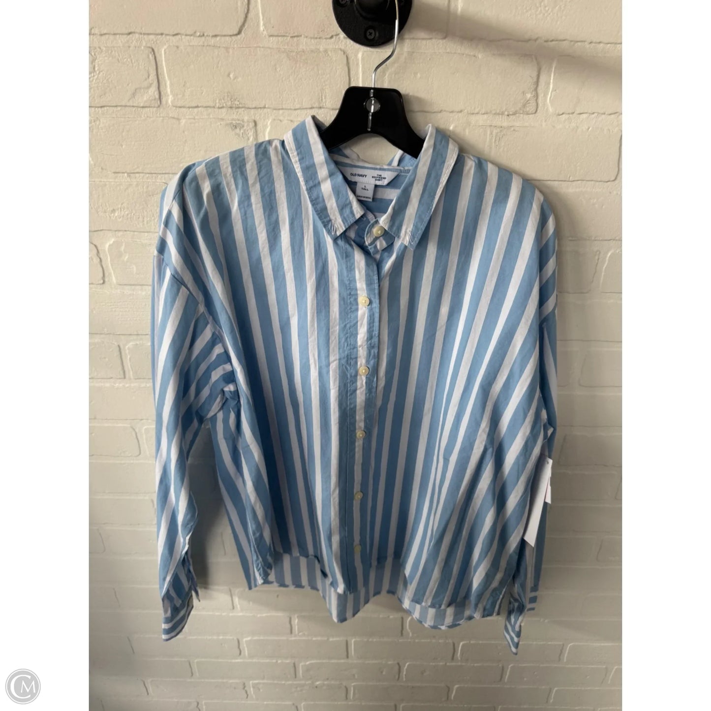 Top Long Sleeve By Old Navy In Blue & White, Size: L