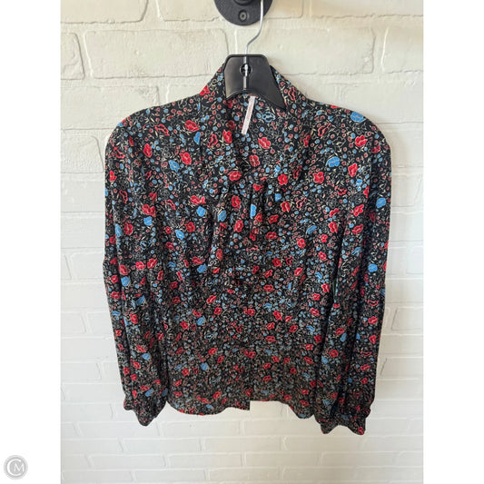 Blouse Long Sleeve By Free People In Black & Red, Size: S