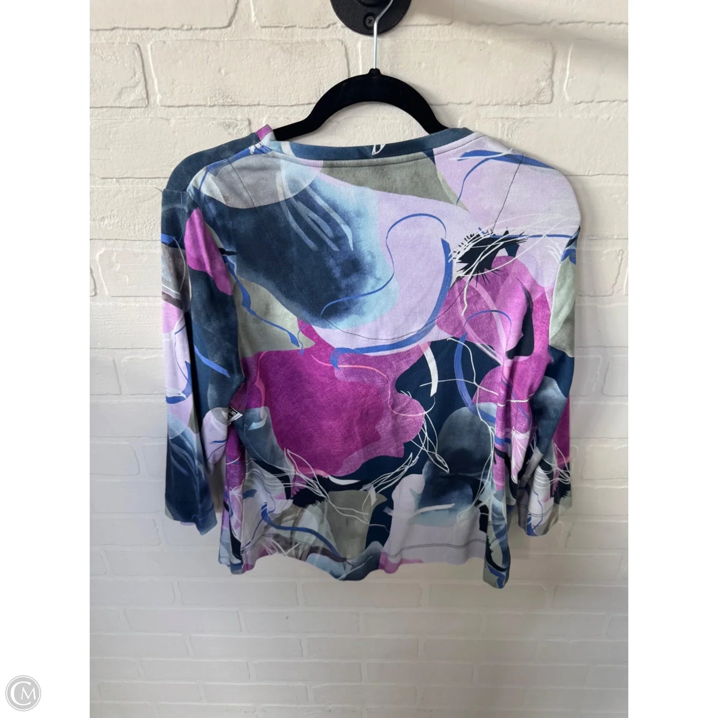 Top 3/4 Sleeve By Chicos In Blue & Purple, Size: L