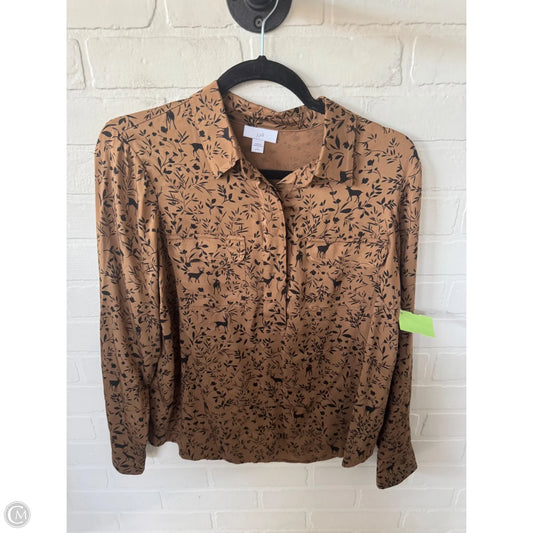 Blouse Long Sleeve By J. Jill In Black & Brown, Size: Sp