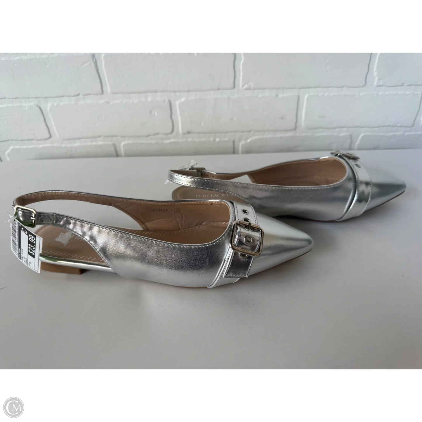 Shoes Flats By Top Moda In Silver, Size: 9