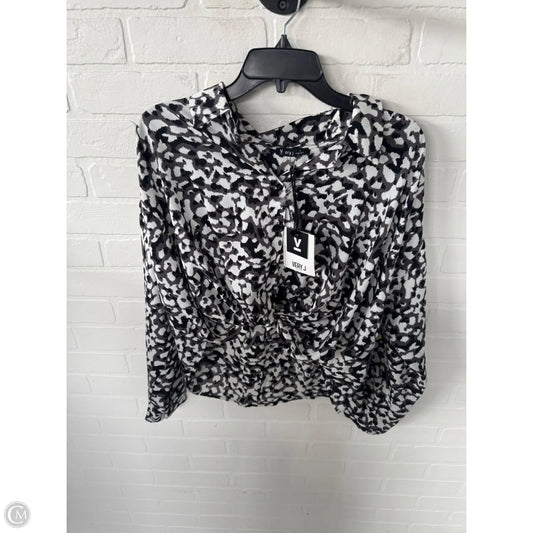 Blouse Long Sleeve By Very J In Grey & White, Size: S