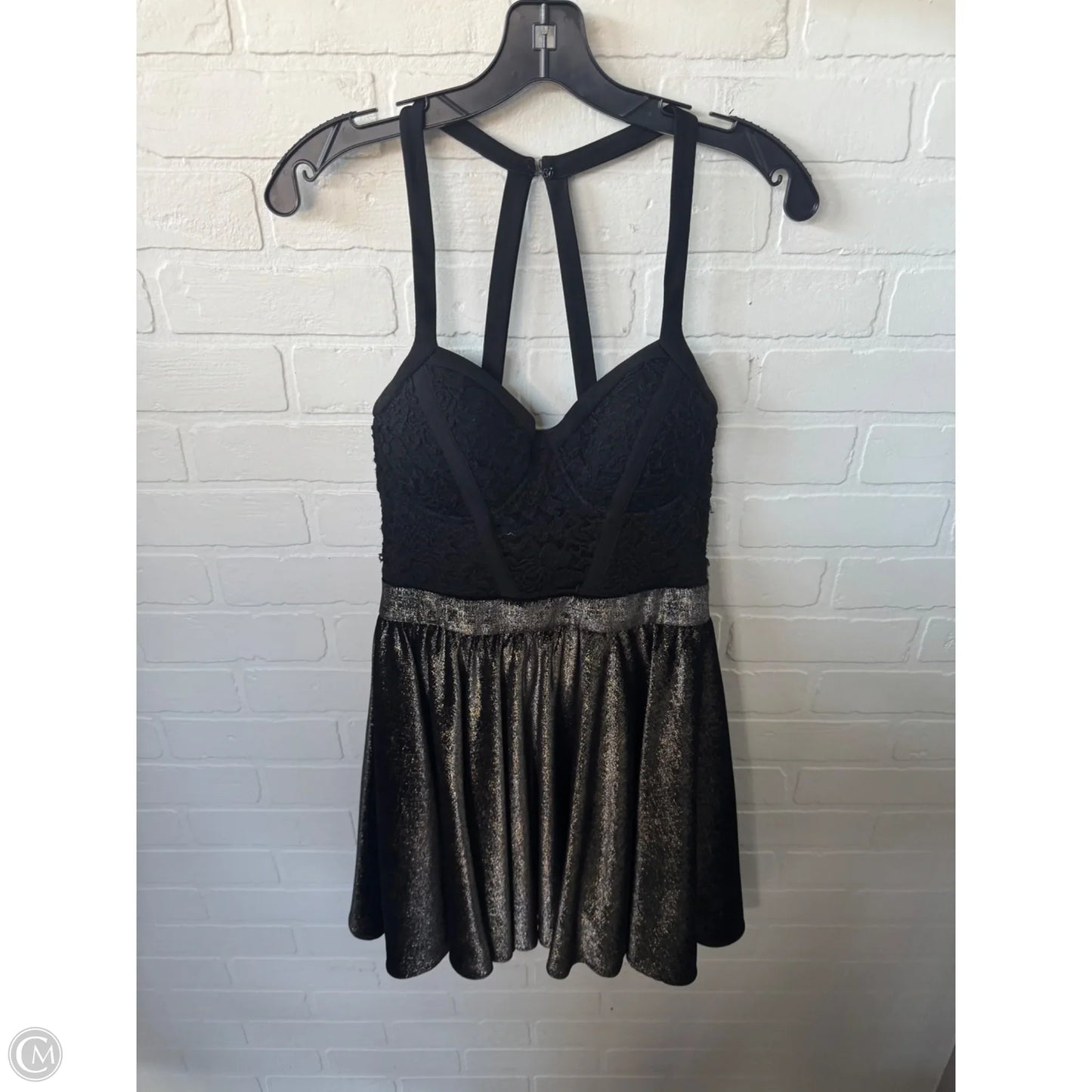 Dress Party Short By Bebe In Black & Gold, Size: S