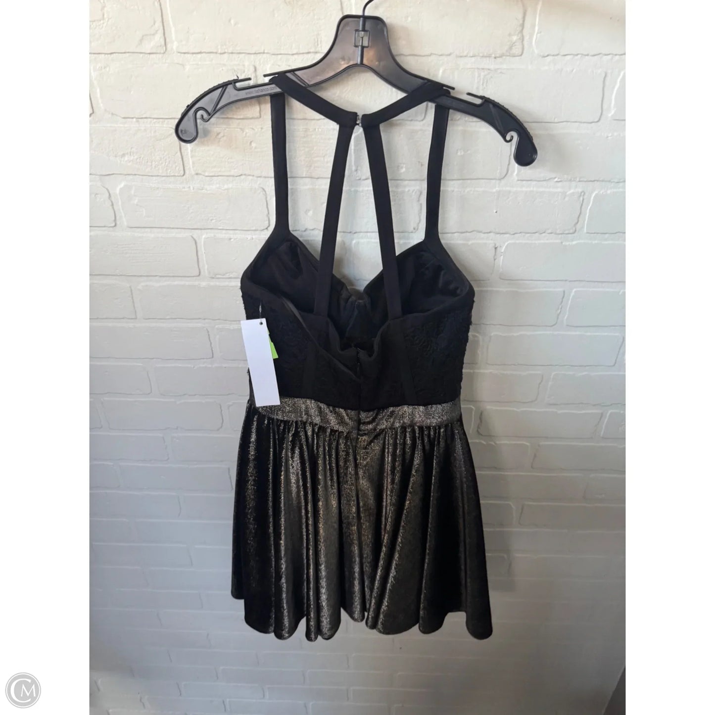 Dress Party Short By Bebe In Black & Gold, Size: S