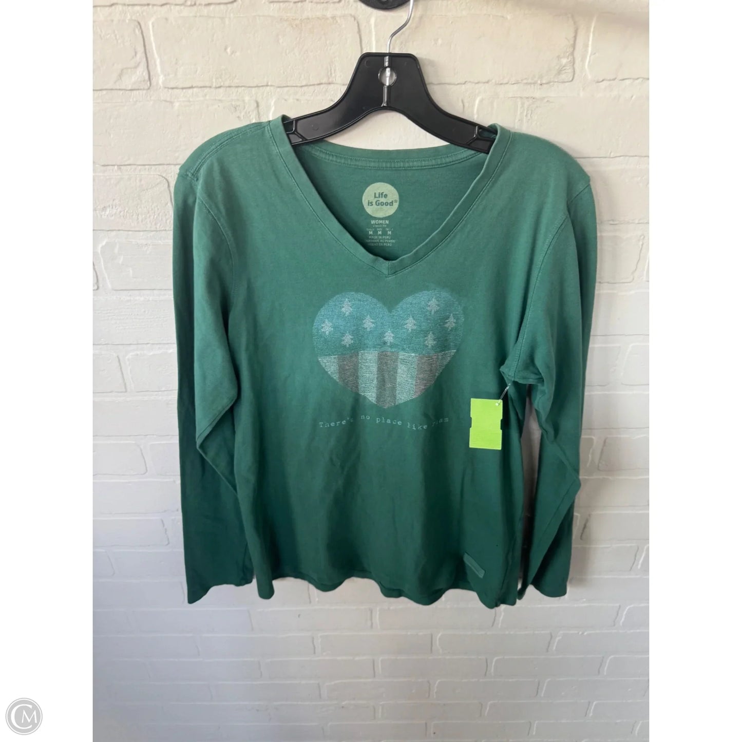 Top Long Sleeve Basic By Life Is Good In Green, Size: M