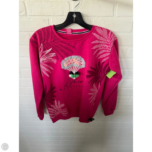 Sweatshirt Crewneck By Cmc In Pink & White, Size: S