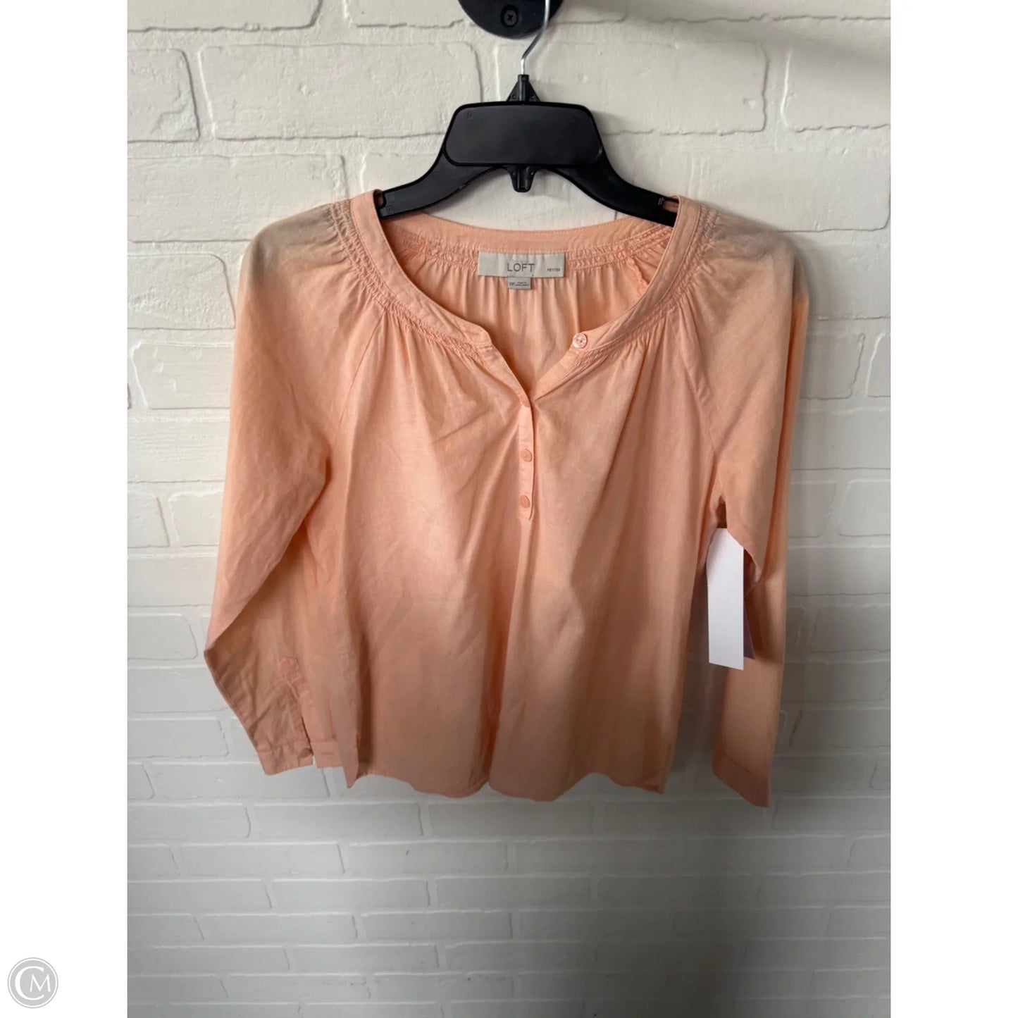 Top Long Sleeve By Loft In Peach, Size: Xsp