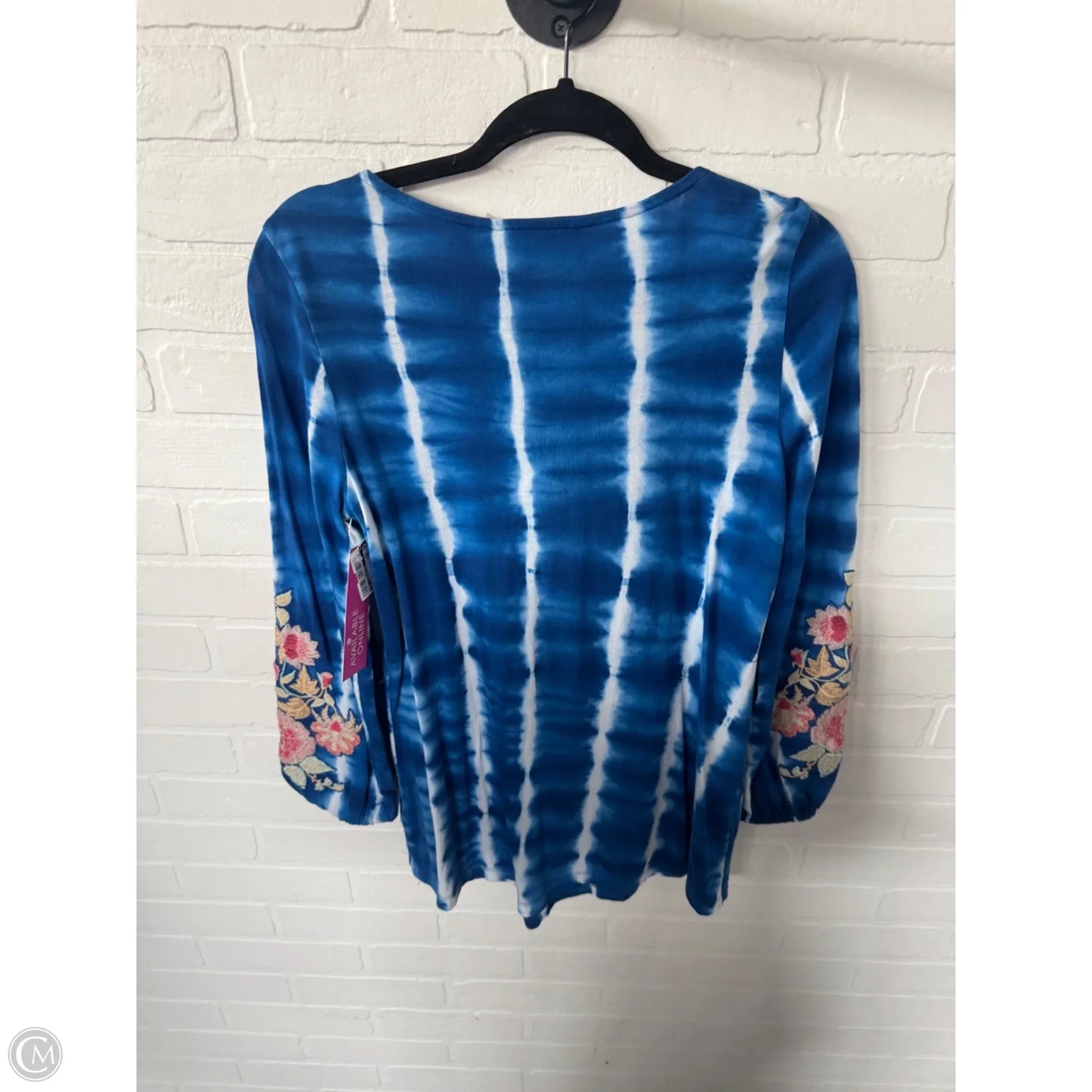 Tunic Long Sleeve By Soft Surroundings In Blue & White, Size: Xs