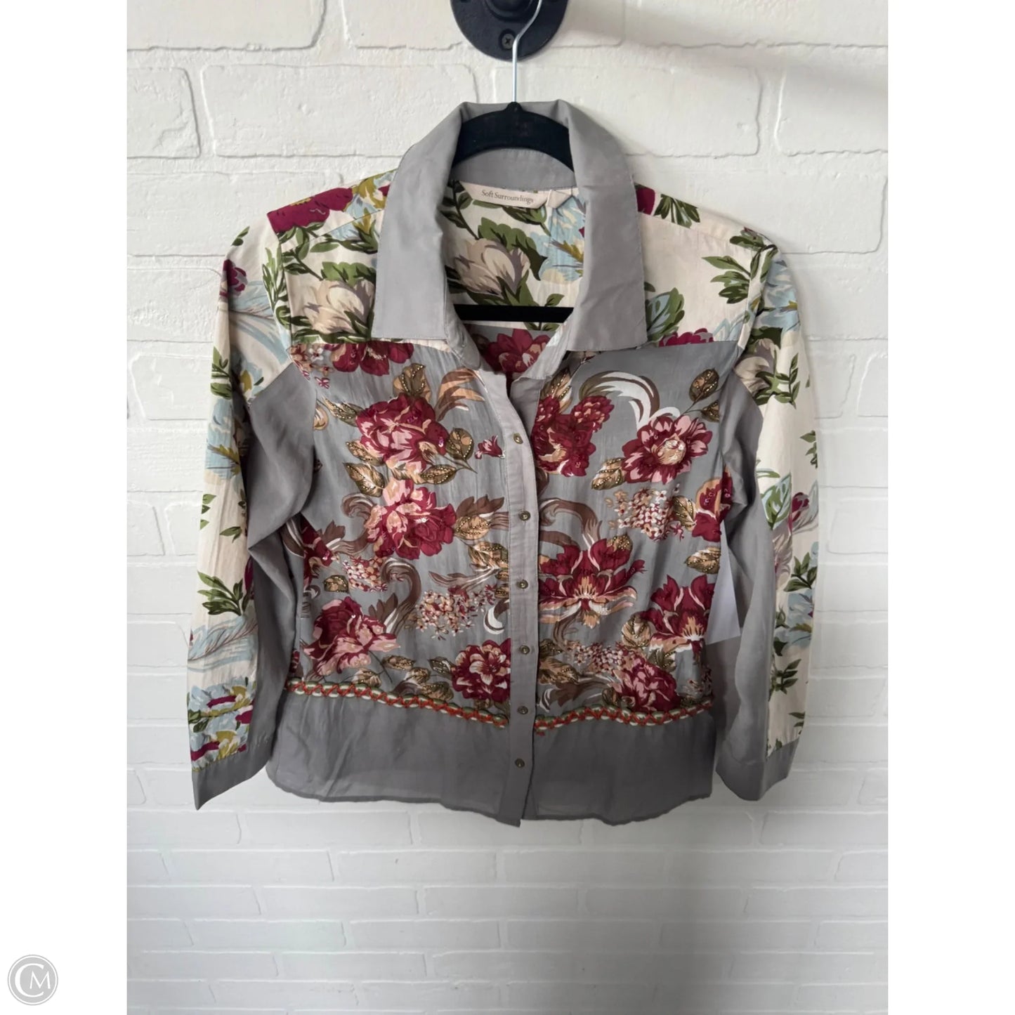 Top Long Sleeve By Soft Surroundings In Grey & Red, Size: Xsp