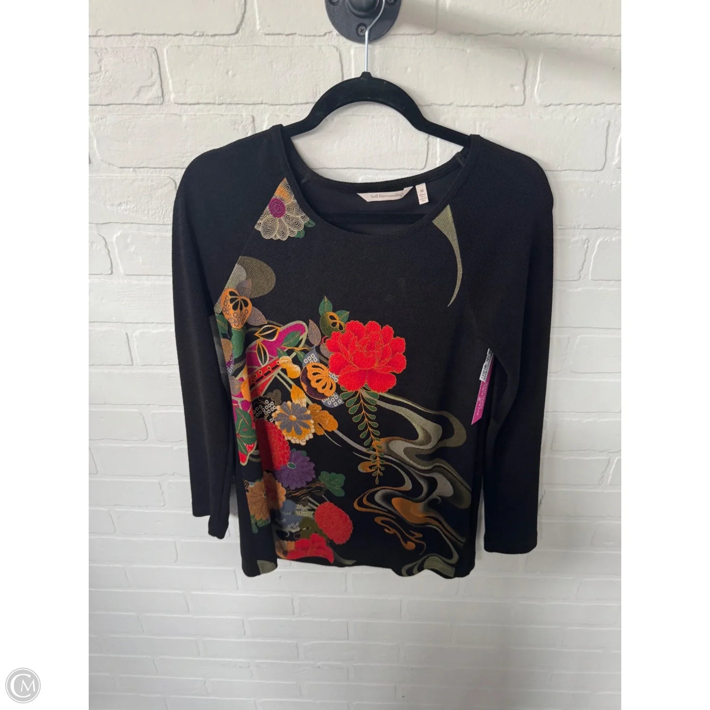 Top Long Sleeve By Soft Surroundings In Black & Gold, Size: Xs