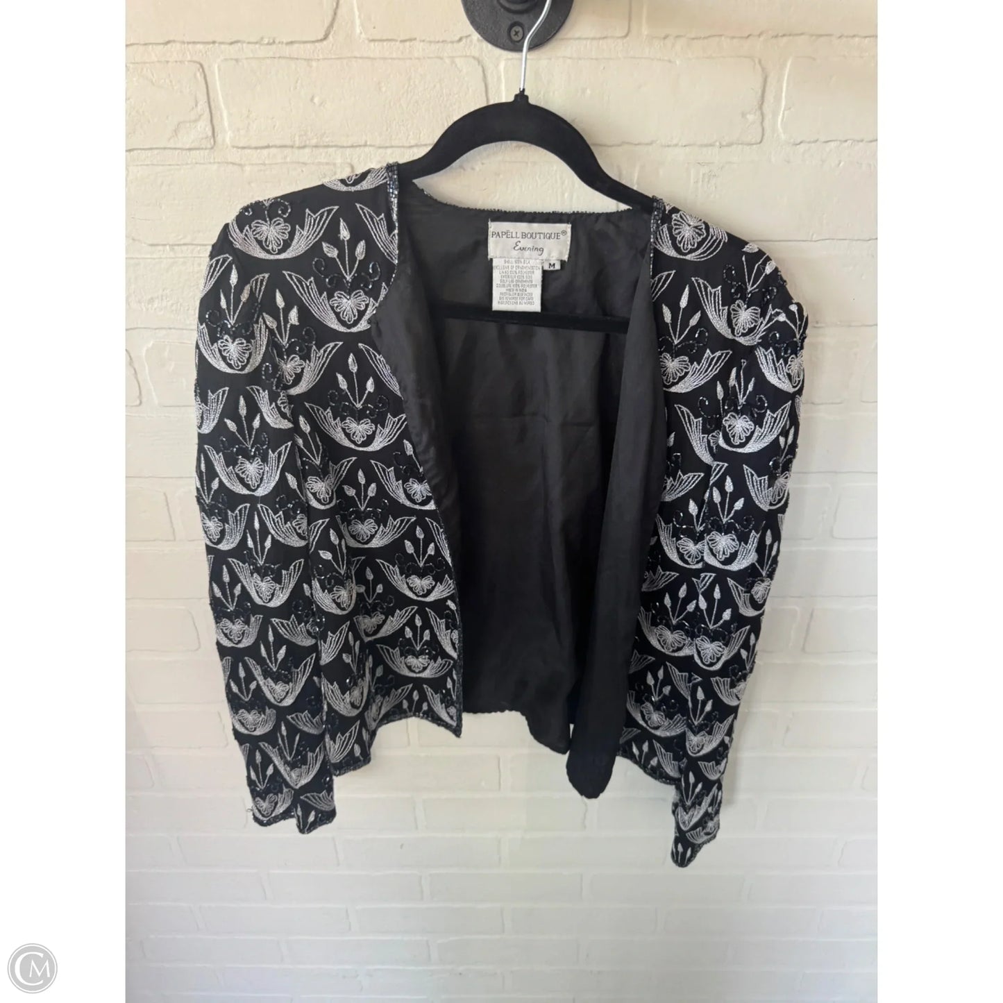 Blazer By Clothes Mentor In Black & Silver, Size: M