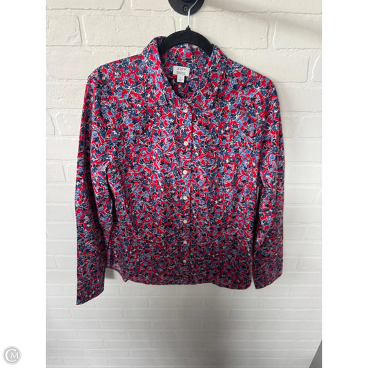 Blouse Long Sleeve By J. Crew In Red & White, Size: L