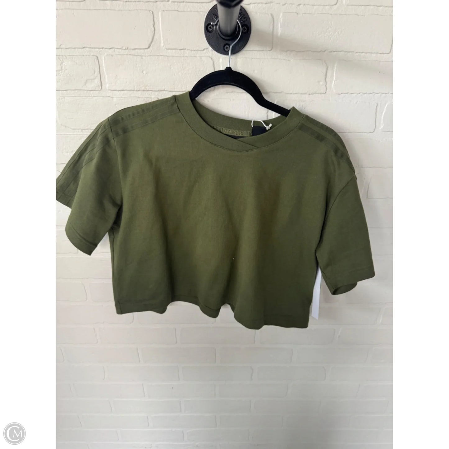 Athletic Top Short Sleeve By Adidas In Green, Size: L