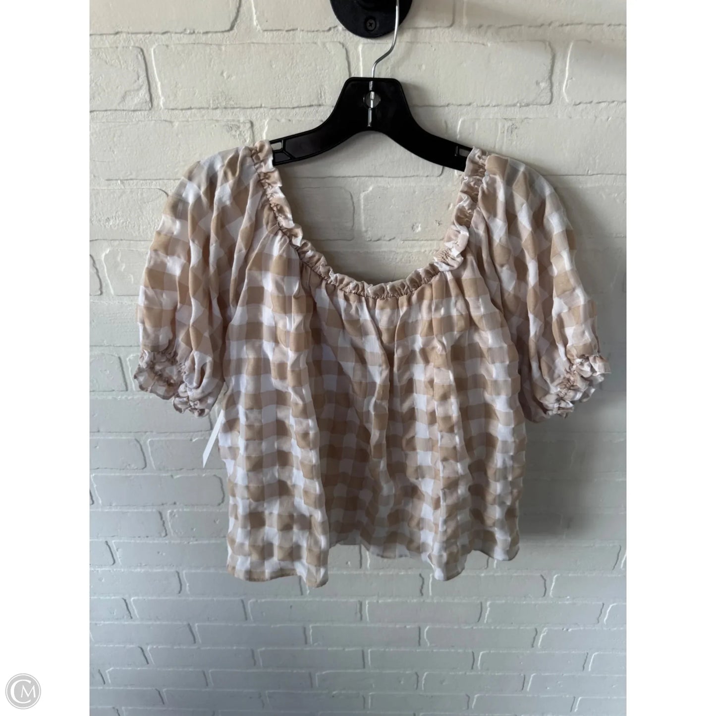 Top Short Sleeve By English Factory In Tan & White, Size: M