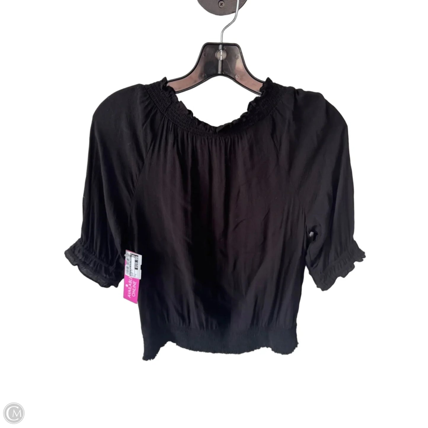 Blouse Short Sleeve By White House Black Market In Black, Size: S