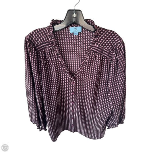 Blouse Long Sleeve By Cece In Black & Purple, Size: Xl