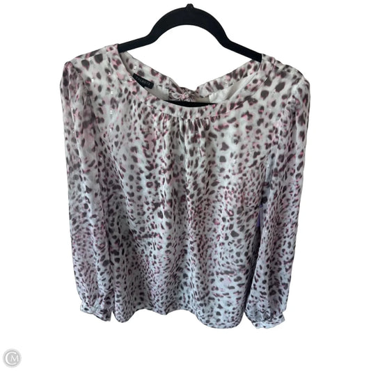 Blouse Long Sleeve By Talbots In Grey & Pink, Size: L