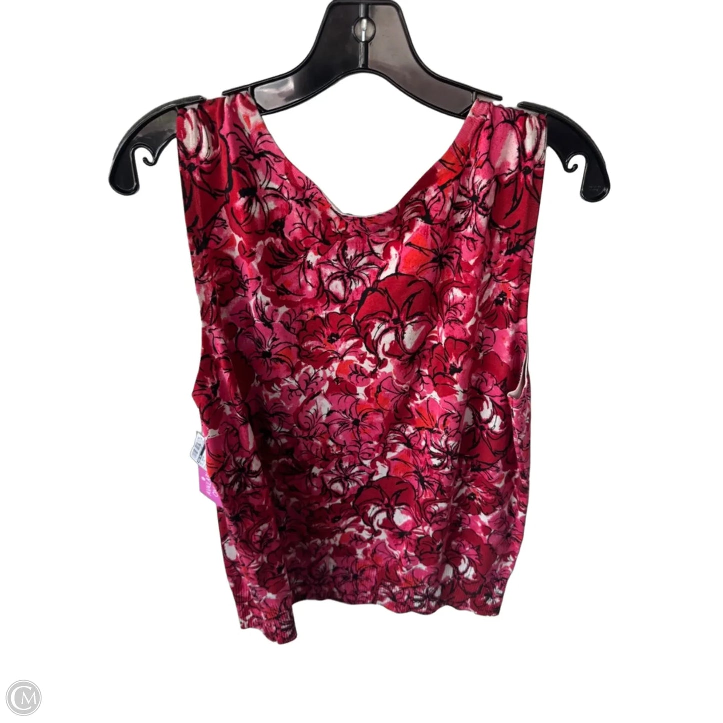 Vest Sweater By Amber Sun In Pink & Red, Size: L