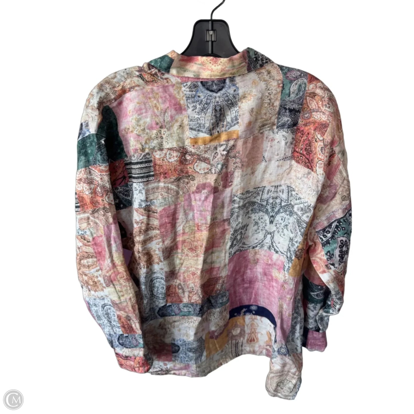 Tunic Long Sleeve By Magaschoni In Orange & Pink, Size: L
