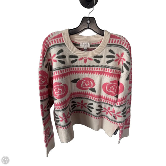 Sweater By Loft In Green & Pink, Size: L