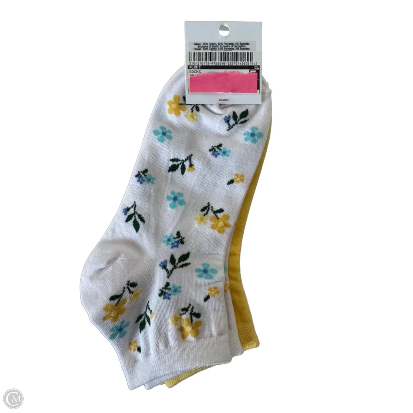 Socks By Loft In White & Yellow, Size: Osfm