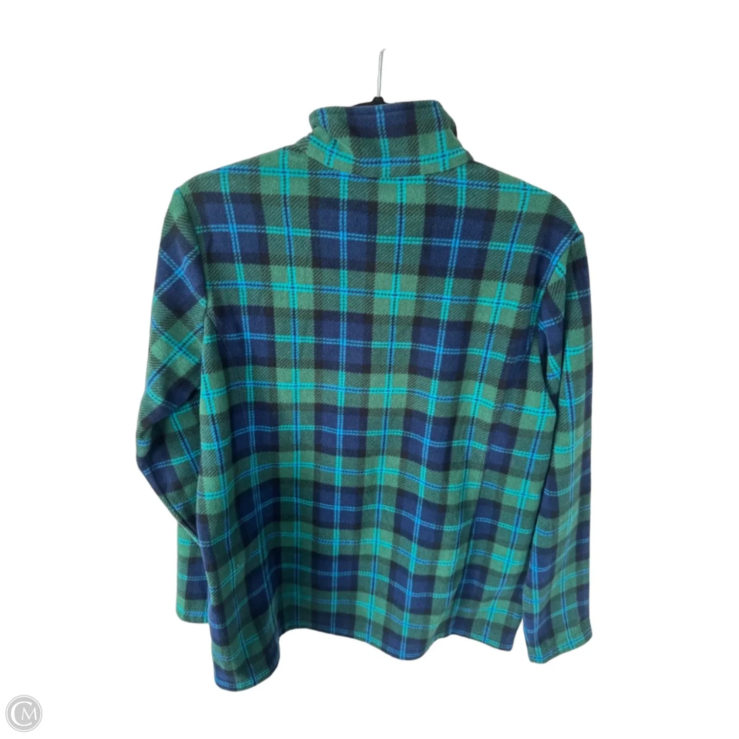 Jacket Fleece By Lands End In Blue & Green, Size: L