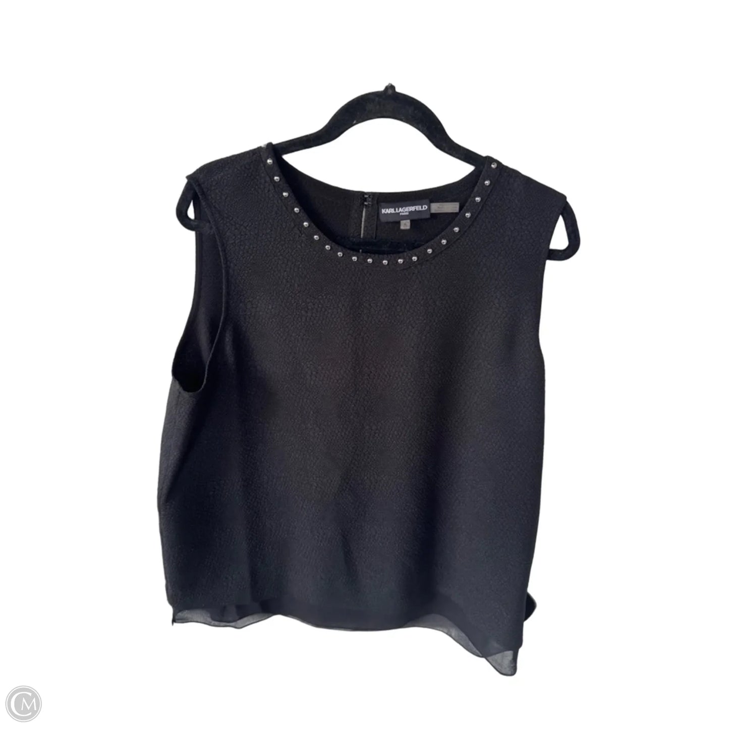 Blouse Designer By Karl Lagerfeld In Black & Gold, Size: Xl