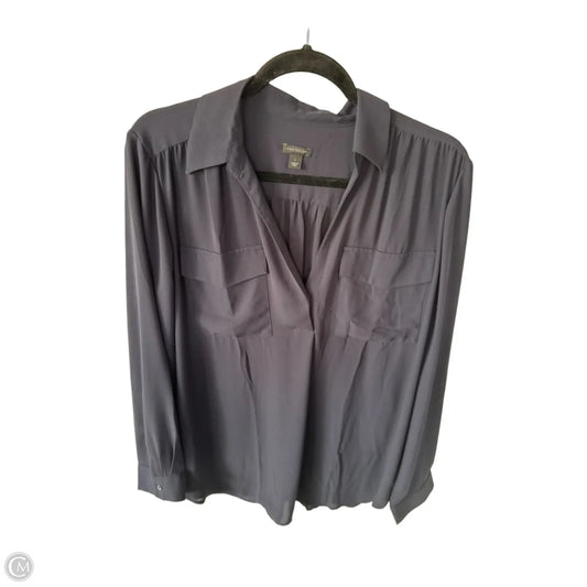 Blouse Long Sleeve By Ann Taylor In Navy, Size: L
