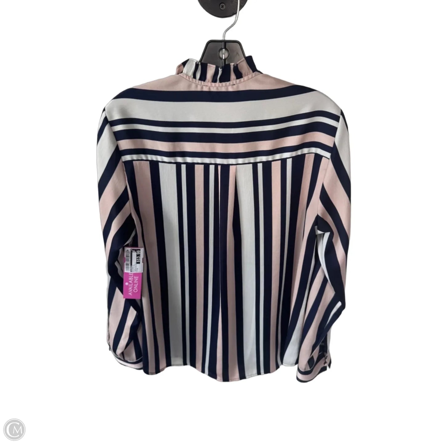 Blouse Long Sleeve By Express In Blue & Pink, Size: M