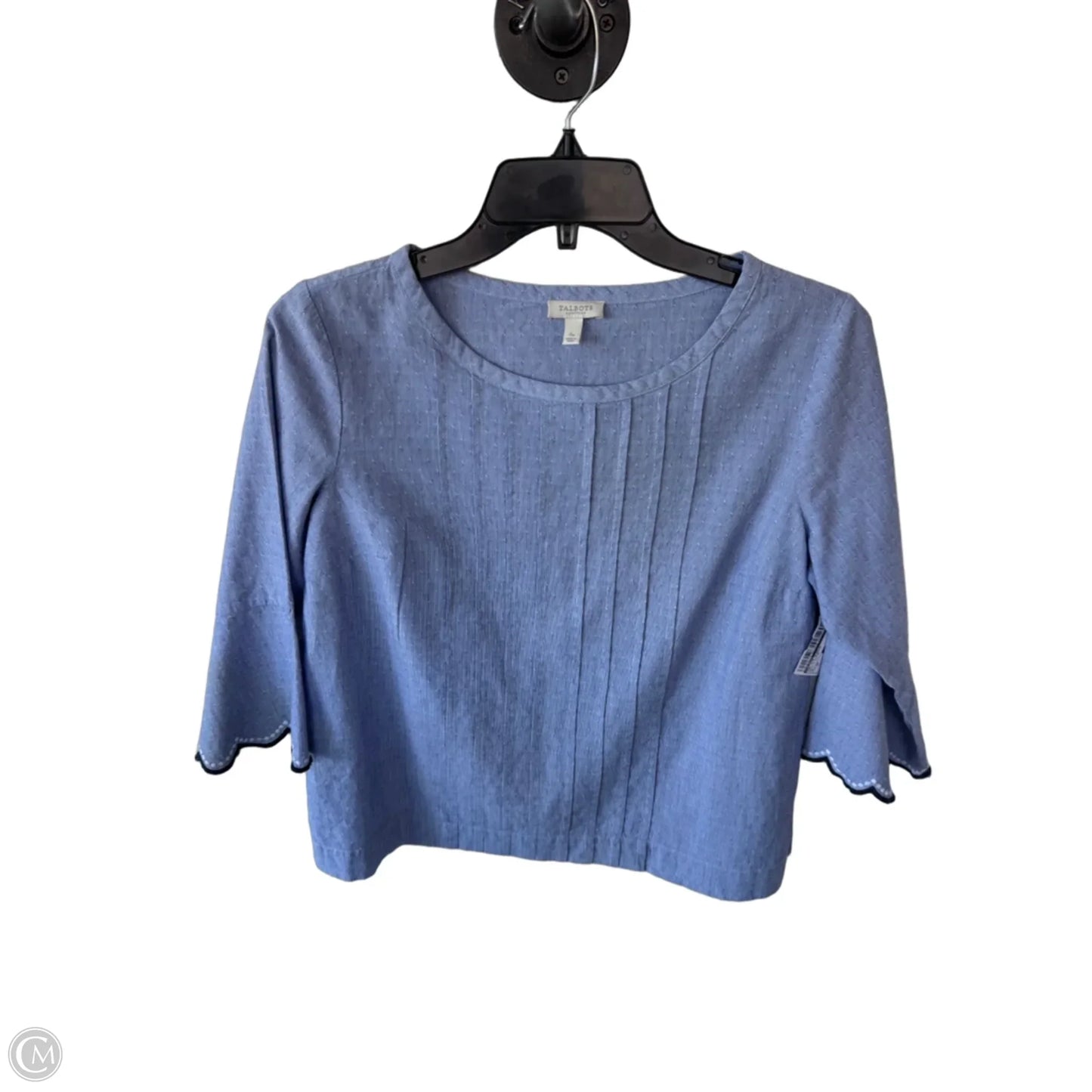 Top 3/4 Sleeve By Talbots In Blue & White, Size: Sp