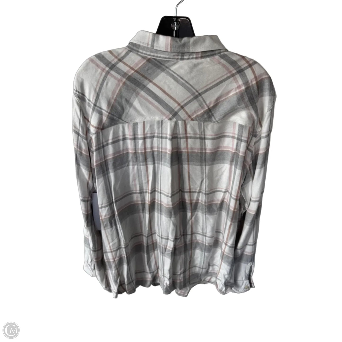 Top Long Sleeve By Arula In Grey & White, Size: 1x