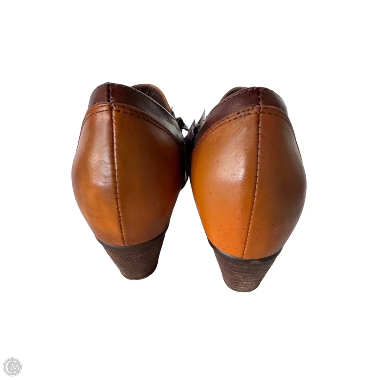 Shoes Heels Block By Spring Step In Brown & Gold, Size: 10.5