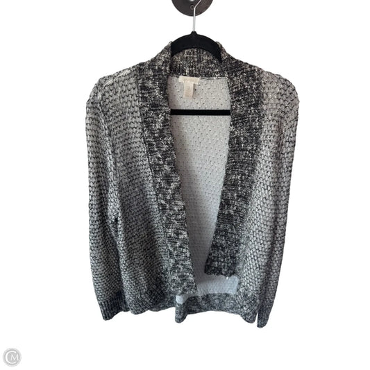 Sweater Cardigan By Chicos In Black & Cream, Size: L