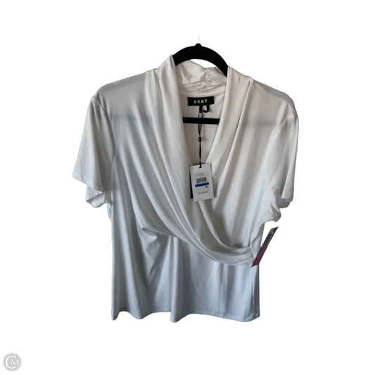 Blouse Short Sleeve By Dkny In White, Size: Xl