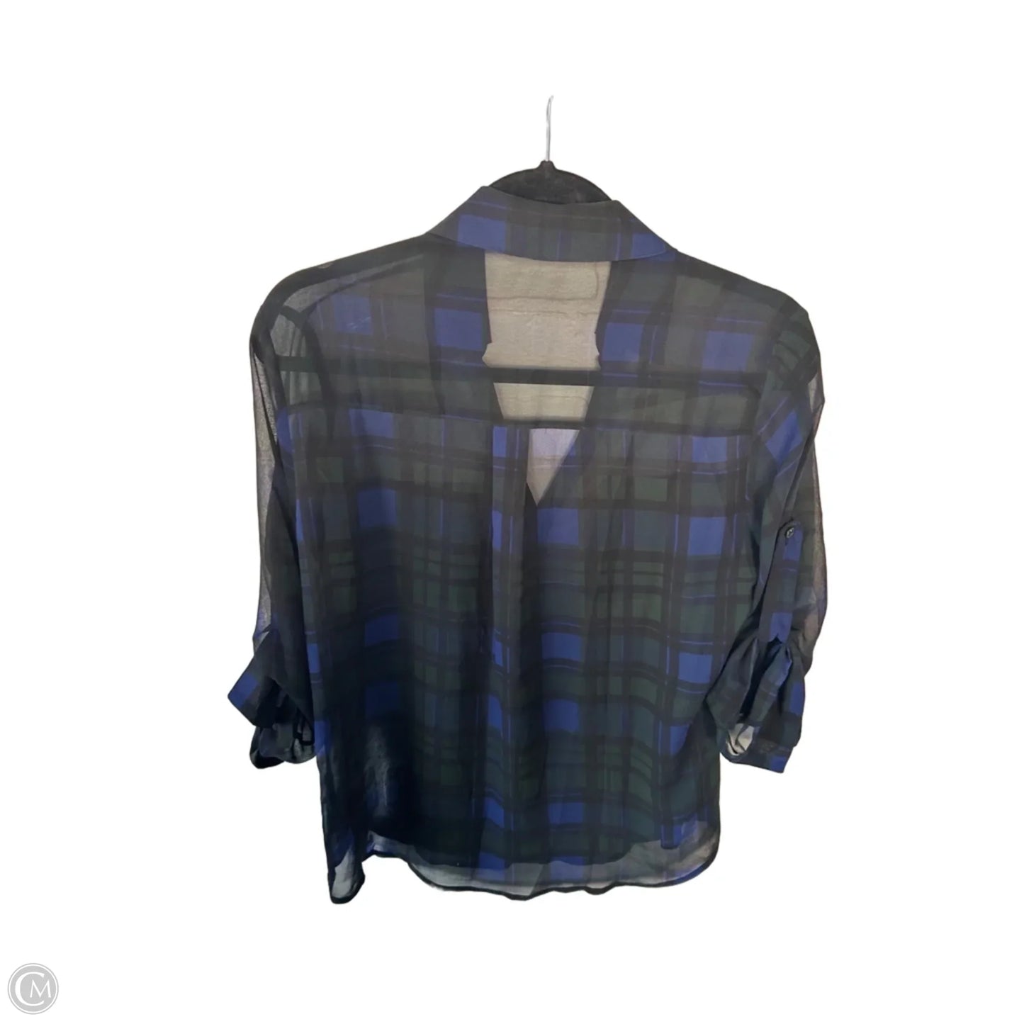 Blouse Long Sleeve By Express In Black & Green, Size: S