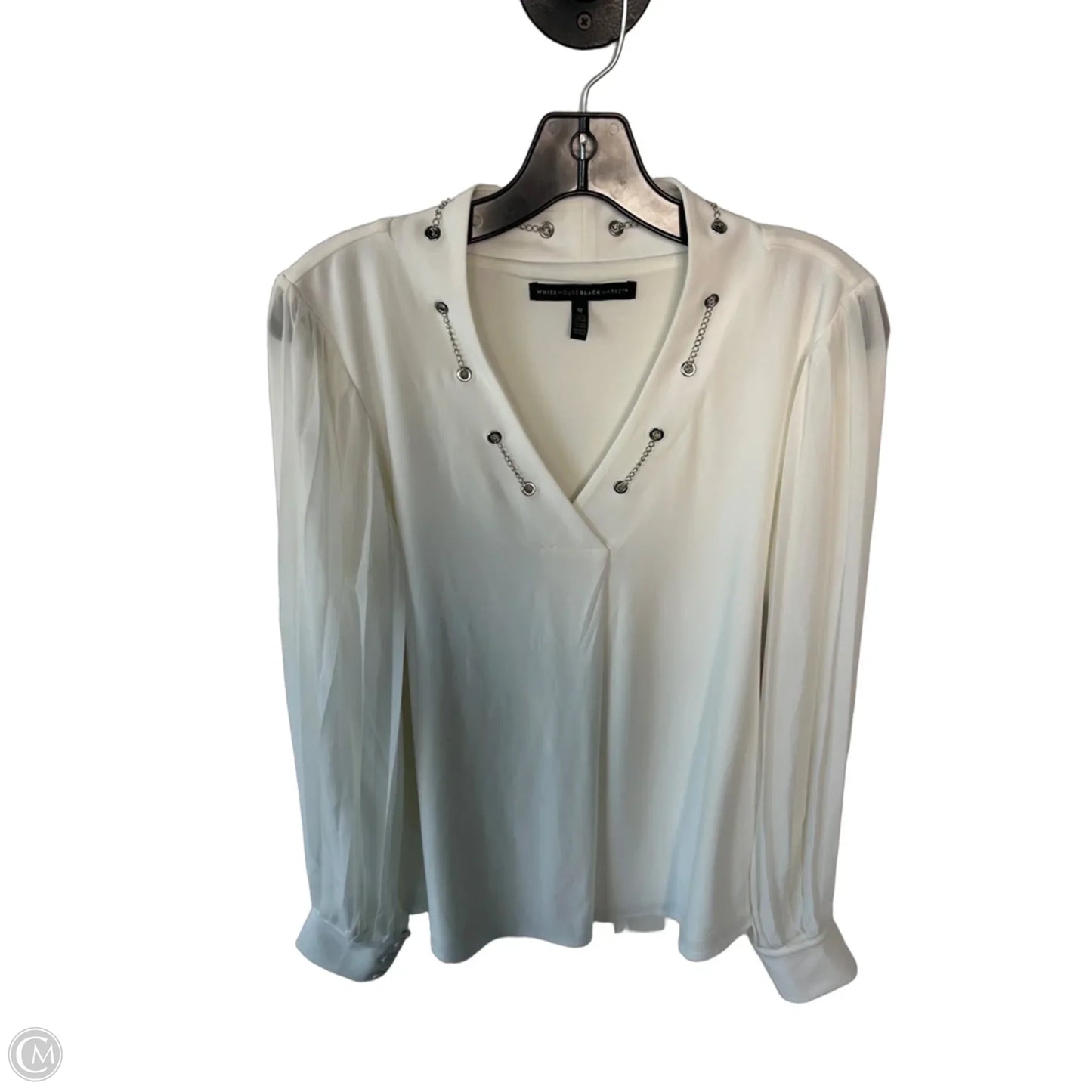 Blouse Long Sleeve By White House Black Market In whitet, Size: M