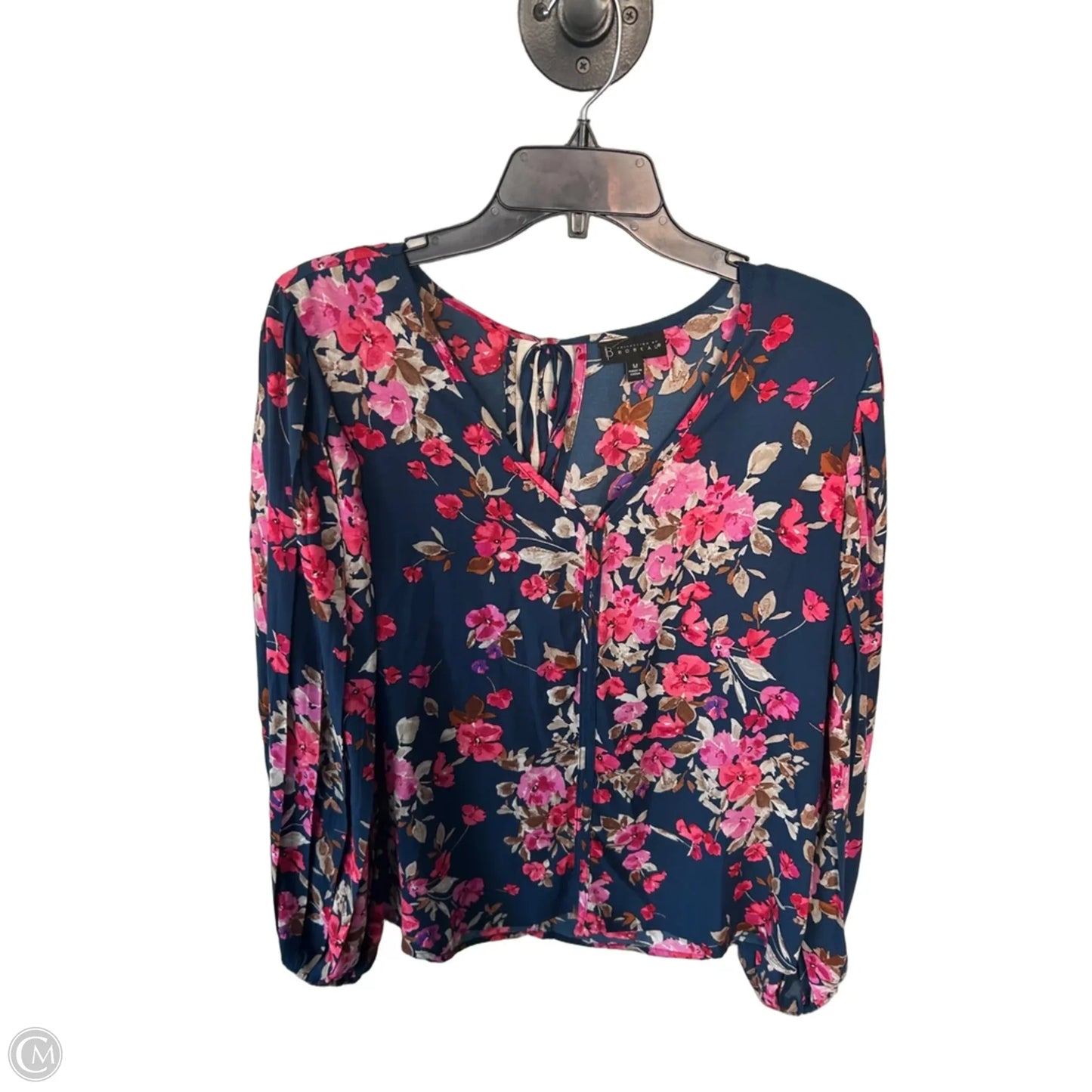 Blouse Long Sleeve By Bobeau In Blue & Purple, Size: M