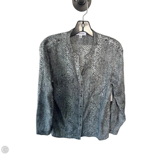 Blouse Long Sleeve By Calvin Klein In Snakeskin Print, Size: M