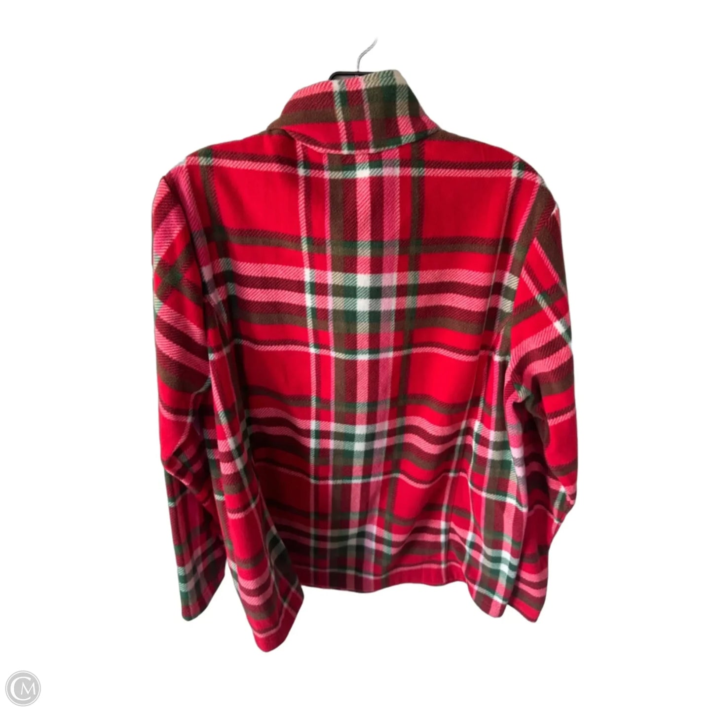 Jacket Fleece By Lands End In Red & White, Size: L