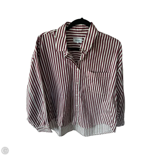 Blouse Long Sleeve By Pistola In Red & White, Size: S