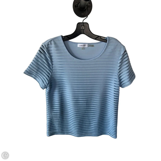 Blouse Short Sleeve By Calvin Klein In Blue, Size: S