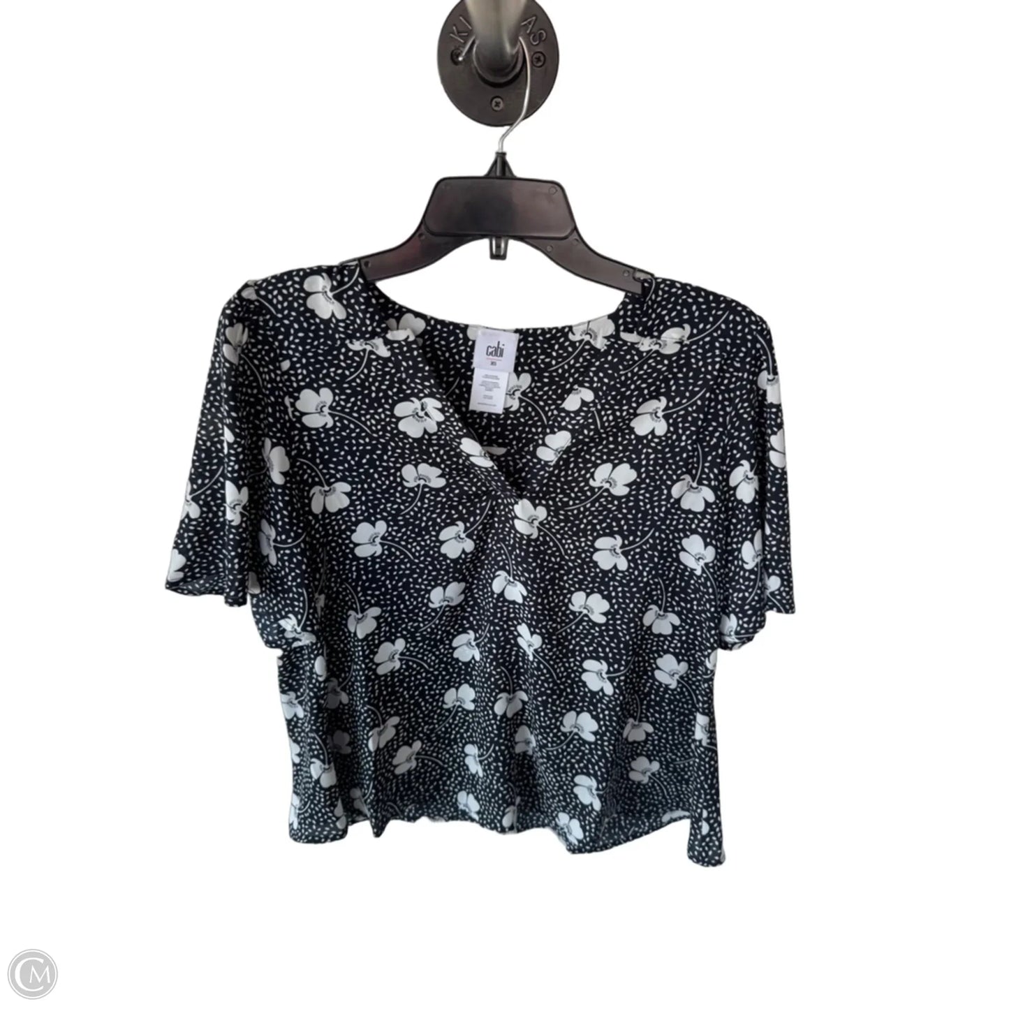 Blouse Short Sleeve By Cabi In Blue & White, Size: Xs